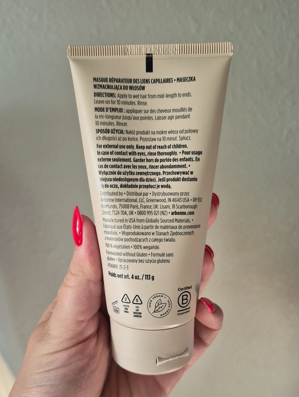 Arbonne Hair Care Bond Building Mask - White